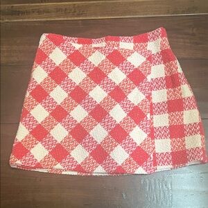 Zara Red and White Checkered Kids Skirt